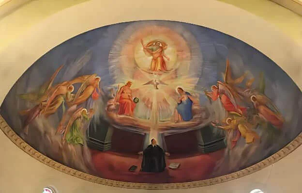 View of Sainte-Amélie’s painted chancel